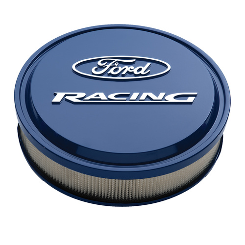 Ford Performance Parts Air Cleaners, For Ford Racing Licensed Slant-Edge, Round, Dropped Base, Blue Powdercoat, For Ford Racing Logo Top, 13 in. Diame