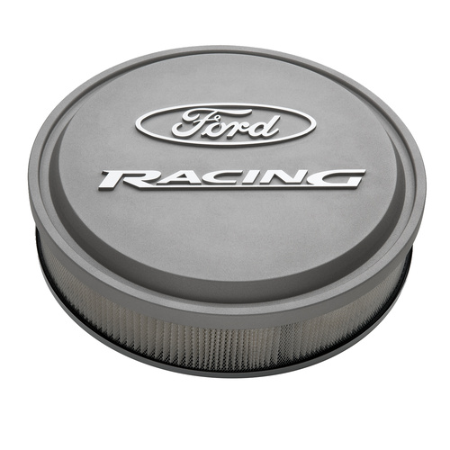 Ford Performance Parts Air Cleaners, For Ford Racing Licensed Slant-Edge, Round, Dropped Base, Gray Crinkle, For Ford Racing Logo Top, 13 in. Diameter