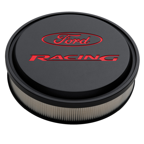 Ford Performance Parts Air Cleaners, For Ford Racing Licensed Slant-Edge, Round, Dropped Base, Black Crinkle, For Ford Racing Logo Top, 13 in. Diamete