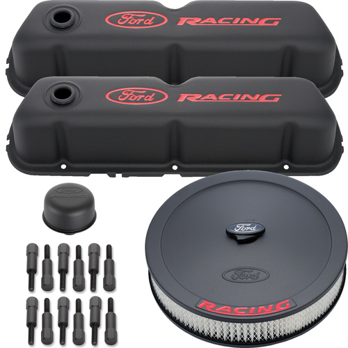 Ford Performance Parts Engine Dress-Up Kit, Steel, Black, For Ford Racing Logo, For Ford, Small Block Windsor, Kit