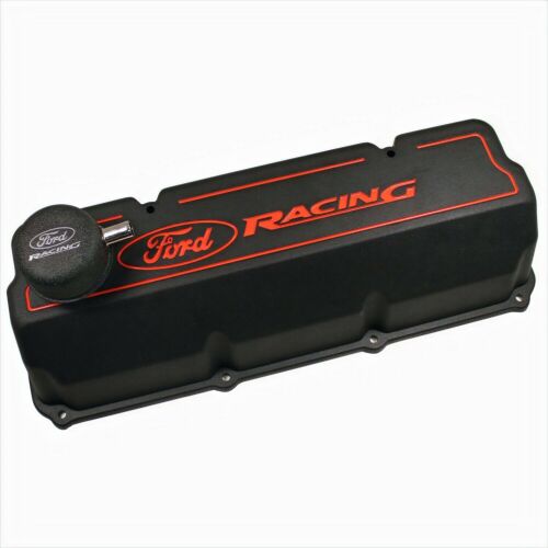 Ford Performance Parts Valve Covers, Tall, Cast Aluminium, Black, For Ford Racing Logo, For Ford, 351C, 351M, 400, Pair