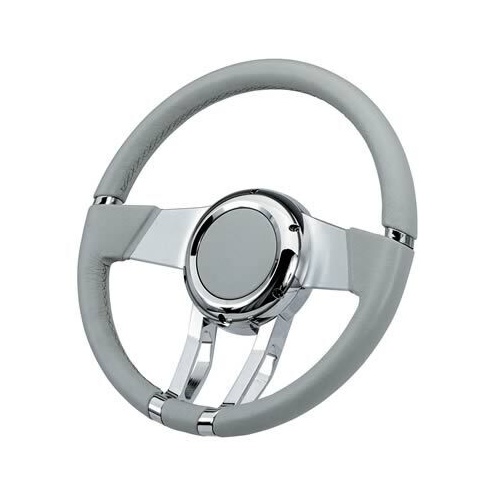 Flaming River Steering Wheel, Waterfall 13.8 in. Light Grey Leather Light Grey, Each