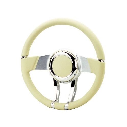 Flaming River Steering Wheel, Waterfall 13.8 in. Light Tan Leather, Each
