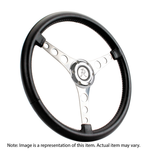 Flaming River Steering Wheel, Vette 6 Bolt Laser Polished Aluminum 15 in. (Light Tan Leather), Each