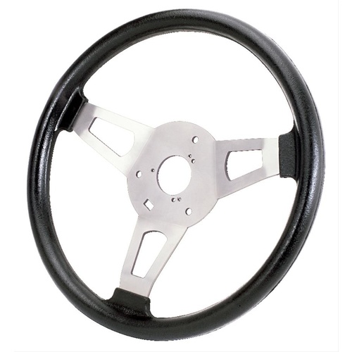 Flaming River Steering Wheel Tuff Wheel New Leather Design Black, Alum Spoke SATIN