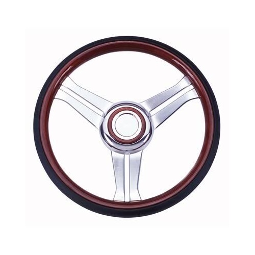 Flaming River Steering Wheel, Navigator Combination Wood/Black Leather 13.8 in. Dia Dished, Each