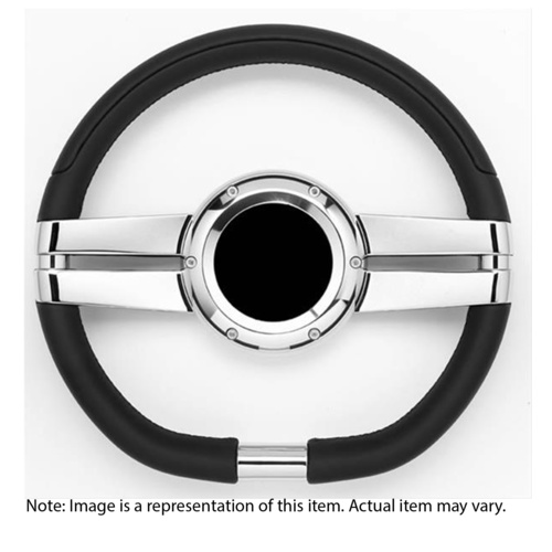 Flaming River Steering Wheel, Delta D, 2-Spoke, Aluminium, Polished, Black Leather Grip, 13.8 in. Diameter, 6-Bolt, Each