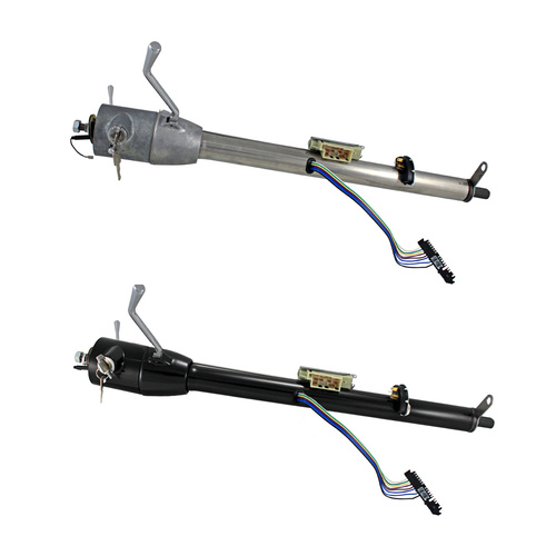 Flaming River Steering Column, Tilt, GM Key, Collapsible, 30 in. Length, Black Powdercoat, Each