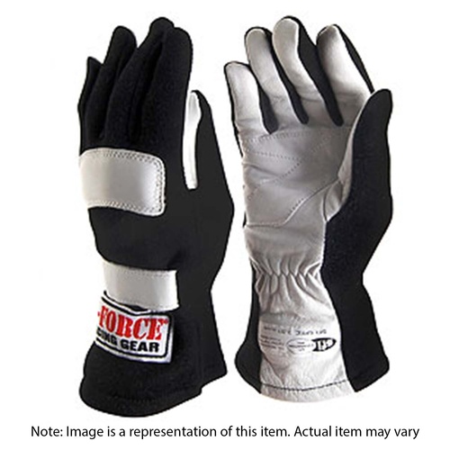G-Force Gloves G1 Single Layer Nomex/Leather 2X-Small Black Pair SFI 3.3/1