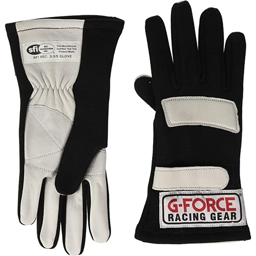 G-Force Gloves, G5, Double Layer, Nomex/Leather, Youth Medium, Black, Pair