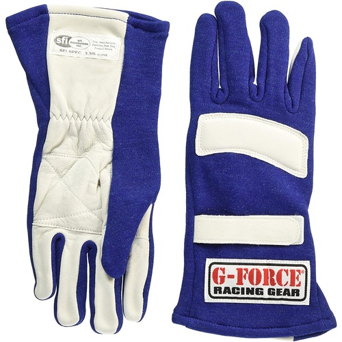 G-Force Gloves, G5, Double Layer, Nomex/Leather, Youth Medium, Blue, Pair