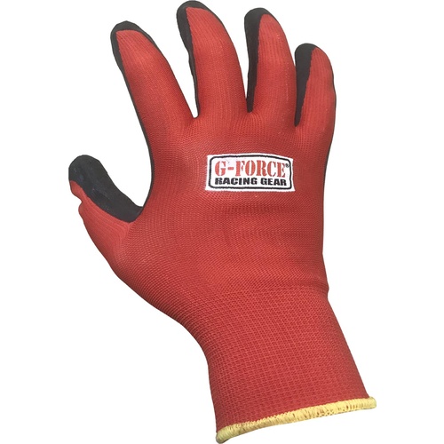 G-Force Gloves, Work Gloves, Cotton/Rubber, Black/Red, Large, Set of 12