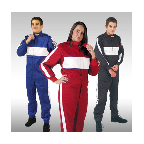 G-Force GF505 Driving Suit One-Piece Triple Layer Medium Blue With White Stripe Pyrovatex SFI-3.2A/5