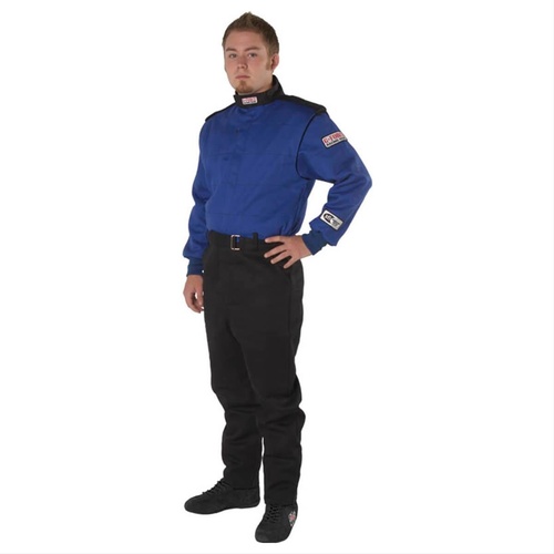 G-Force Driving Suit, GF525, One-Piece, Multiple Layer, Pyrovatex, Large, Blue Top, Black Bottom, Each