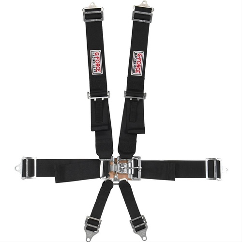 G-Force Harness, Complete, 6-Point, Latch & Link, Individual-Type, Bolt-In, Floor/Roll Bar Mount, Black, Each