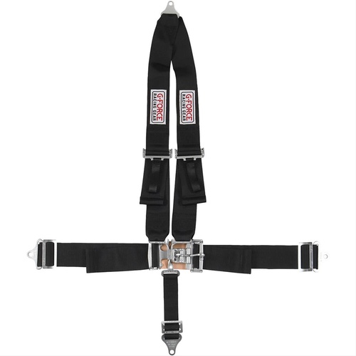 G-Force Harness, Complete, Latch, V-Type, Bolt-In, Floor/Roll Bar Mount, Black, Each