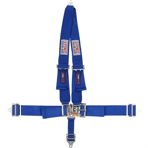 G-Force Harness, Complete, Latch, V-Type, Bolt-In, Floor/Roll Bar Mount, Blue, Each