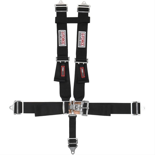 G-Force Harness, Complete, Latch, H-Type, Bolt-In, Floor/Roll Bar Mount, Black, Each
