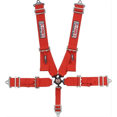 G-Force Racing Harness Complete Camlock Individual-Type Bolt-In Floor/Roll Bar Mount Red Each