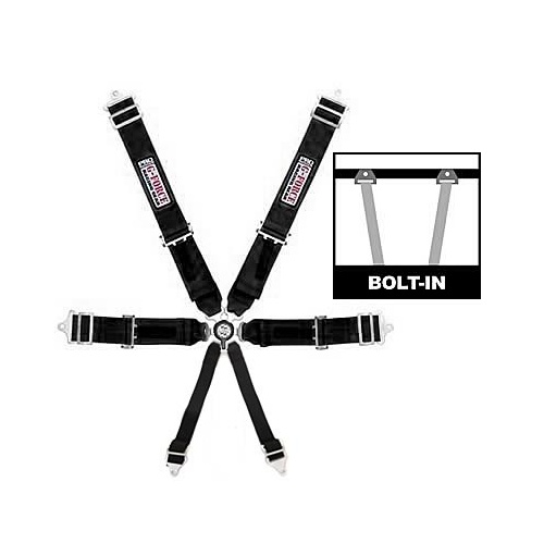G-Force Harness, Complete, 6-Point, Camlock, Individual Type, Bolt-In, Floor Mount, Black, Each