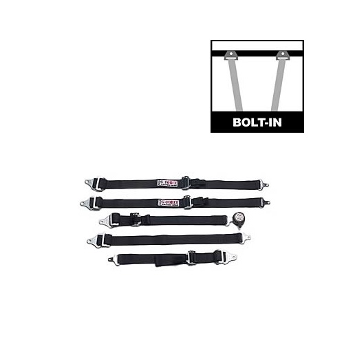 G-Force Harness, Complete, Junior Racer, Camlock, Individual-Type, Bolt-In, Floor/Roll Bar Mount, Black, Each