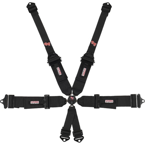 G-Force Harness, Complete, Camlock, 6-point, Pull Down, Roll Bar Mount, Black, Each