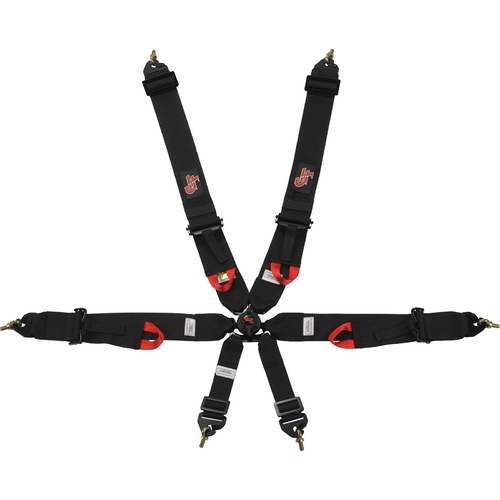 G-Force Harness, Pro Series Camlock, Complete, 6-point, Pull Up, Floor Mount, Black, Each