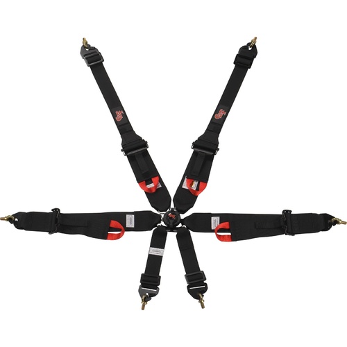 G-Force Harness, Pro Series Camlock, Complete, 6-point, Pull Up, Floor Mount, Black, Each