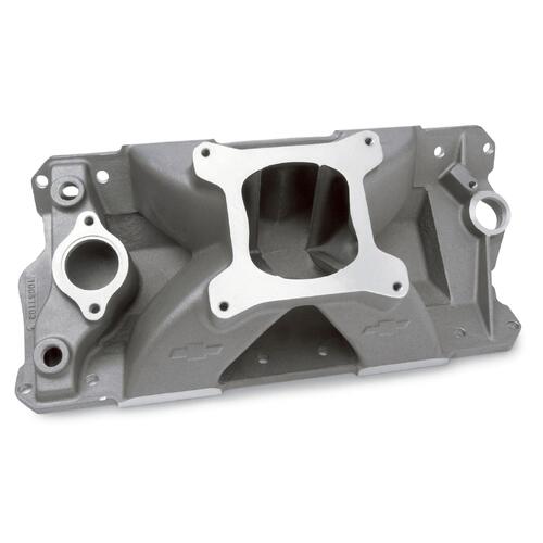 GM Performance Intake Manifold, Bowtie, Single Plane, Aluminum, Natural, Square Bore, Chevy, Small