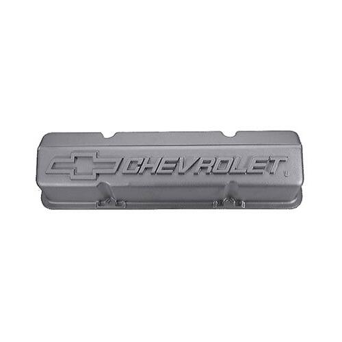 GM Performance Valve Cover, Tall Height, Cast Aluminum, Natural, Chevrolet Logo, Chevy, Each