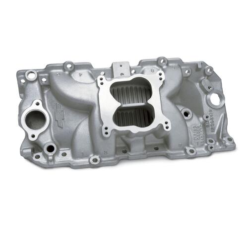 GM Performance Intake Manifold, Oval Port, Dual Plane, Aluminum, Natural, Square/Spread Bore,