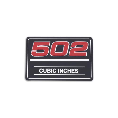 GM Performance Valve Cover Decal, Vinyl, Self-Stick, 502 Cubic Inches Logo, Red, Silver, Black, Each