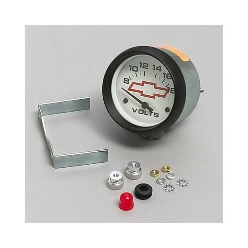 GM Performance Gauge, Voltmeter, 8-18 V, 2 5/8 in., Analog, Electrical, White Face, Each