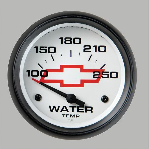 GM Performance Gauge, Water Temperature, 100-250 Degrees F, 2 5/8 in., Analog, Electrical, White
