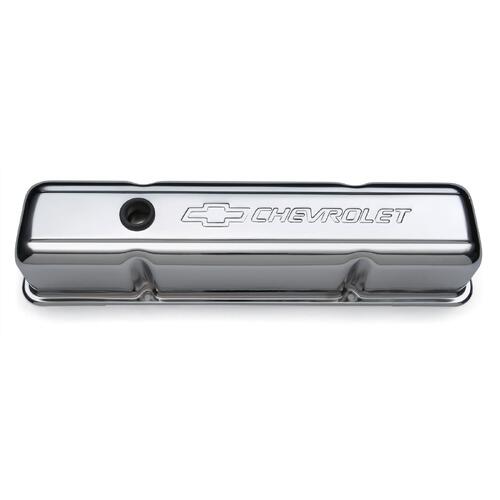 GM Performance Valve Cover, Tall, Cast Aluminum, Polished, Chevrolet Logo, Centerbolt, Chevy, Small