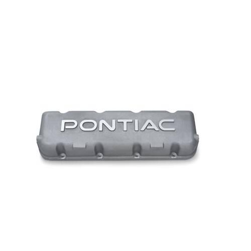GM Performance Valve Cover, Tall, Cast Aluminum, Natural, Pontiac Logo, Centerbolt, Chevy, Small