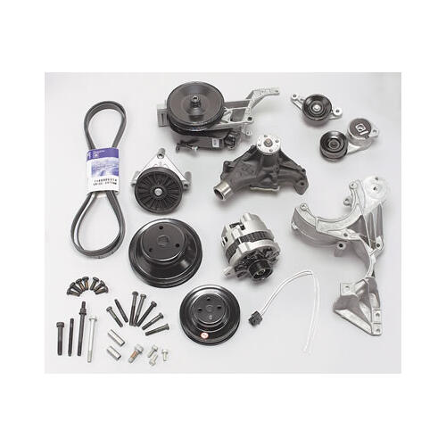 GM Performance Pulley Kit, Serpentine, Steel, Black, Chevy, Small Block, Kit