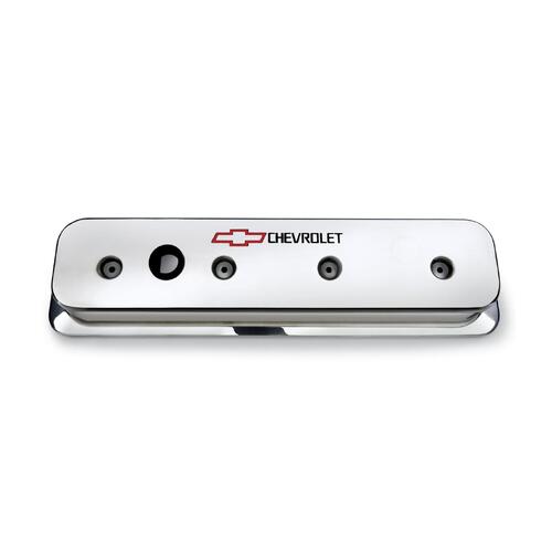 GM Performance Valve Covers, Stock Height, Cast Aluminum, Polished, Baffled, Chevy Logo,