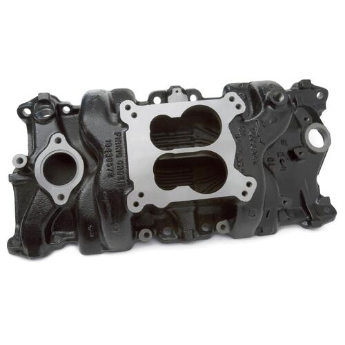 GM Performance Intake Manifold, Z28, Dual Plane, Cast Iron, Natural, Square/Spread Bore, Chevy