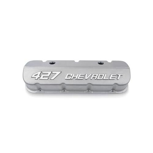 GM Performance Valve Covers, Tall, Perimeter Bolt, Cast Aluminum, Natural, 427 Chevrolet Logo,