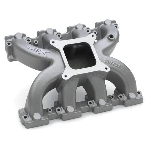 GM Performance Intake Manifold, Aluminum, Natural, Single Plane, Square Bore, 4-Barrel, Chevy,