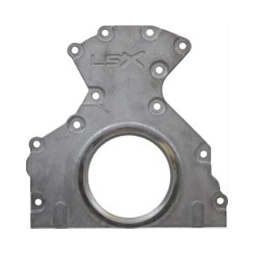 GM Performance Engine Block Rear Cover, Rear Main Seal Housing, Aluminum, Natural, Chevrolet Performance LSX Block, Each