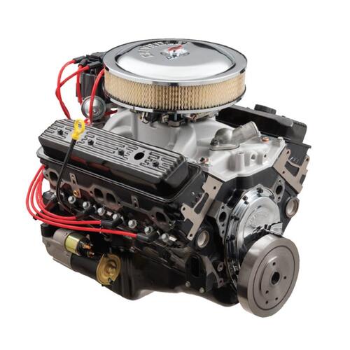 Gm Performance Crate Engine, SP350/357 HP Deluxe Crate Engine, Vortec Heads, Cast Iron Block, Valve/Timing Covers, Distributor, Carb, Flexplate, Intak