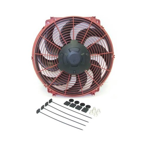 Hayden Electric Fan, Single, 16 in. Diameter, Puller, 1, 500 cfm, Red Shroud, Plastic, Each