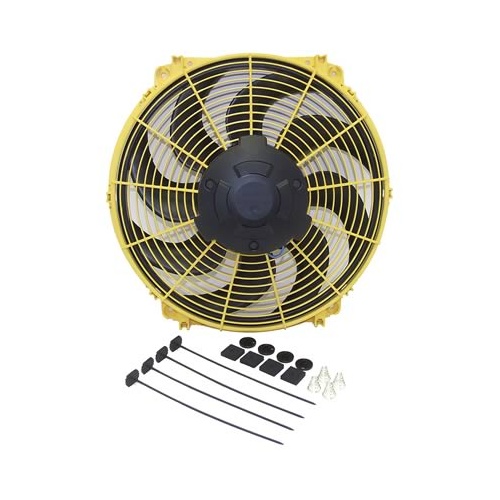 Hayden Electric Fan, Single, 16 in. Diameter, Puller, 1, 500 cfm, Yellow Shroud, Plastic, Each
