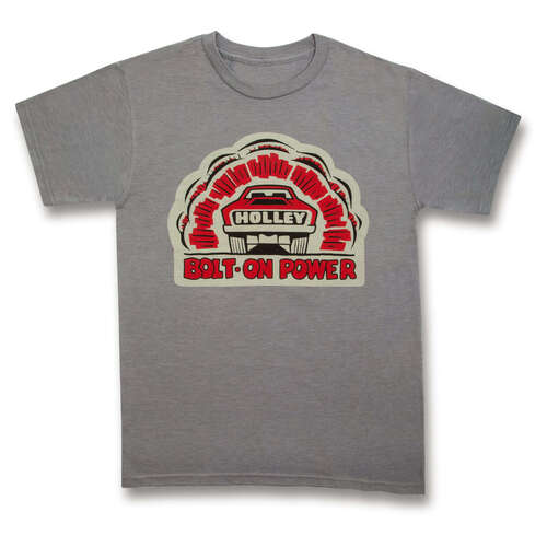 Holley Bolt-On Power Logo T-shirt, Short Sleeve, Grey, Men's