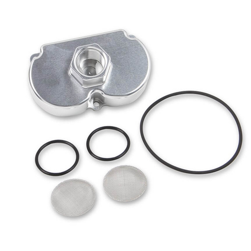 Holley End Plate Conversion Kit, 12-1600/12-1200, Single Inlet, -10 AN O-ring, Billet Aluminium, Natural, Each