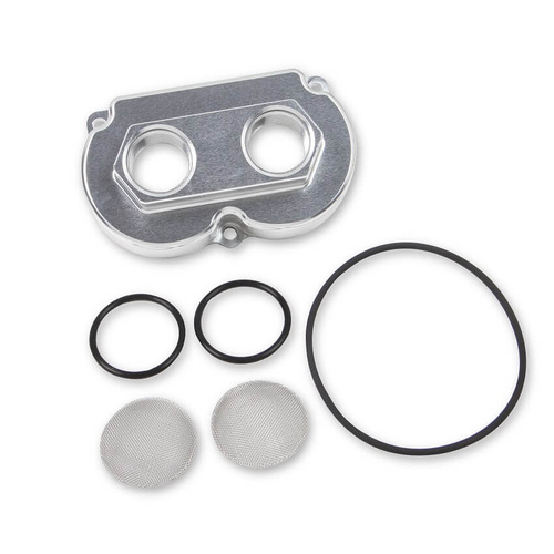 Holley End Plate Conversion Kit, 12-1600/12-1200, Duel Inlet, -10 AN O-ring, Billet Aluminium, Natural, Each