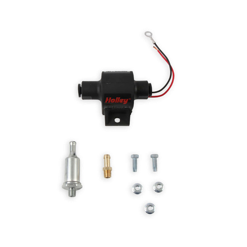 Holley Fuel Pump, Electric, 25 GPH, Diesel, Petrol, E85, Carburetted, Universal, Steel, Black, Each