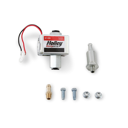 Holley Fuel Pump, Electric, 28 GPH, Gasoline / Diesel / E85, Carbureted, Universal, Silver, Each